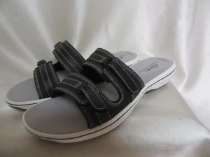 WOMEN`S CLARKS CLOUDSTEPPERS SLIP ON SANDALS SIZE 8 M NEW BLACK - Picture 1 of 11