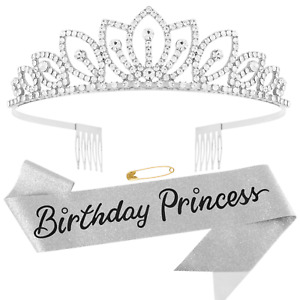 Birthday Princess Crown and Sash for Girls Women, Birthday Girl Sash and Tiara S