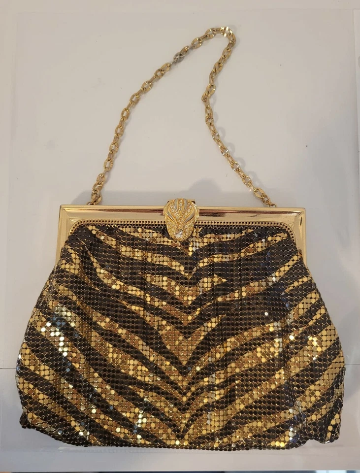 Vintage Whiting & Davis Art Deco Style Chainmail and Crystal Evening Bag 1950s - Image 1 of 4