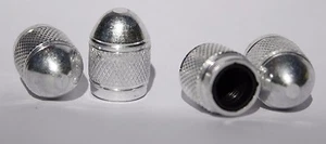 Anodized Aluminum Alloy Valve Stem Cap 4 pack Set Silver Dome Dress Up Kit NEW  - Picture 1 of 1