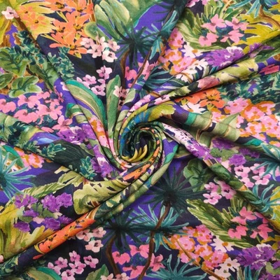 Viskosejersey mit Blumenmuster, Meterware, Kleiderstoff, 50 cm Einheit - Bild 1 von 4