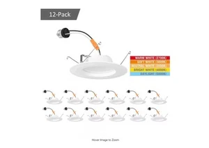 Commercial Electric 5/6" LED Recessed Retrofit Light Trim, Selectable CCT 12-PK - Picture 1 of 11