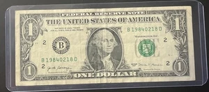 1984 18th February Fancy Birthday Note Serial $1 Dollar Bill B 19840218 D - Picture 1 of 4