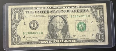 1984 18th February Fancy Birthday Note Serial $1 Dollar Bill B 19840218 D - Image 1 of 4