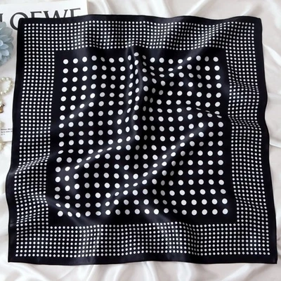 100% Pure Silk Square Scarf Polka Dots Silk Neckerchief Bandanna Hair Scarf 21" - Image 1 of 2