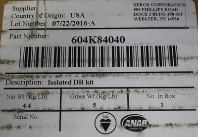 XEROX 604K84040 Isolated DR Kit Two Shaft Set IGEN 3 IGEN3 NEW - Image 1 of 2