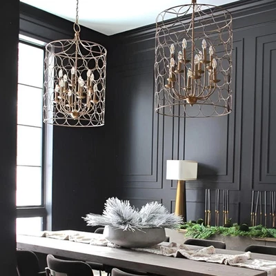 Lanterna de gaiola de luxo, lustre de tambor cilindro de alta qualidade - Imagem 1 de 4