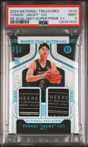 2024-25 National Treasures Yongxi "Jacky" Cui RC Dual Mat. Super Prime 1/1 PSA 9 - Picture 1 of 2