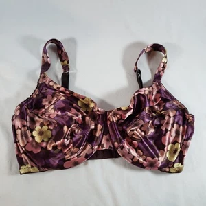 Victoria's Secret Second Skin Satin Unlined Full Coverage Bra 38DD Brown Floral - Picture 1 of 5
