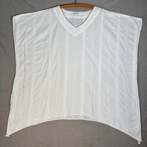Shermarke weiß bestickt V-Ausschnitt Kaftan Tunika Top Oversize fließend Lagenlook - Bild 1 von 10