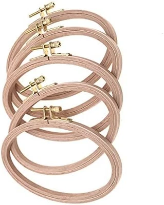 4 X 6 Inch Wood Oval Embroidery Hoops Set of 5, Cross Stitch Wooden Hoop, Quilti - Image 1 of 4