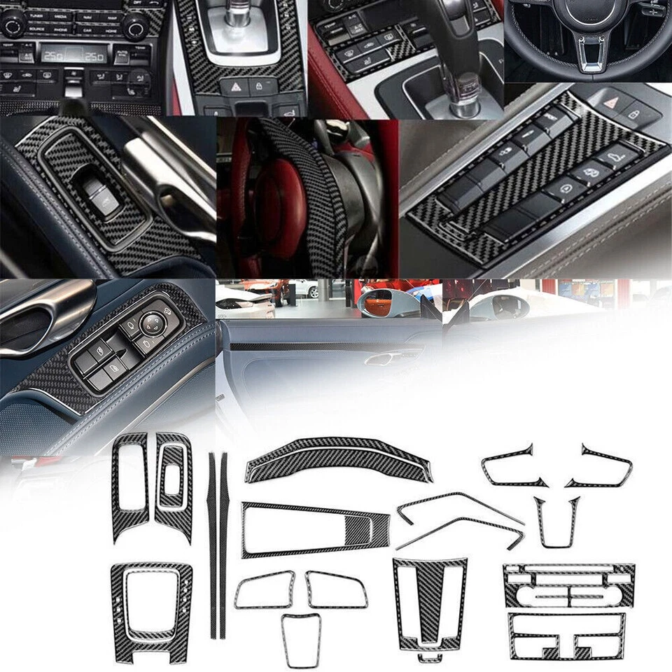 Cubierta interior de fibra de carbono 23 piezas para Porsche 718 Cayman Boxster 16-22 Foto 1 de 4