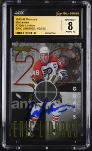 Eric Lindros Signed 1995-96 Donruss Marksmen CGC 8 JSA 10 Auto Signature Series - Picture 1 of 2