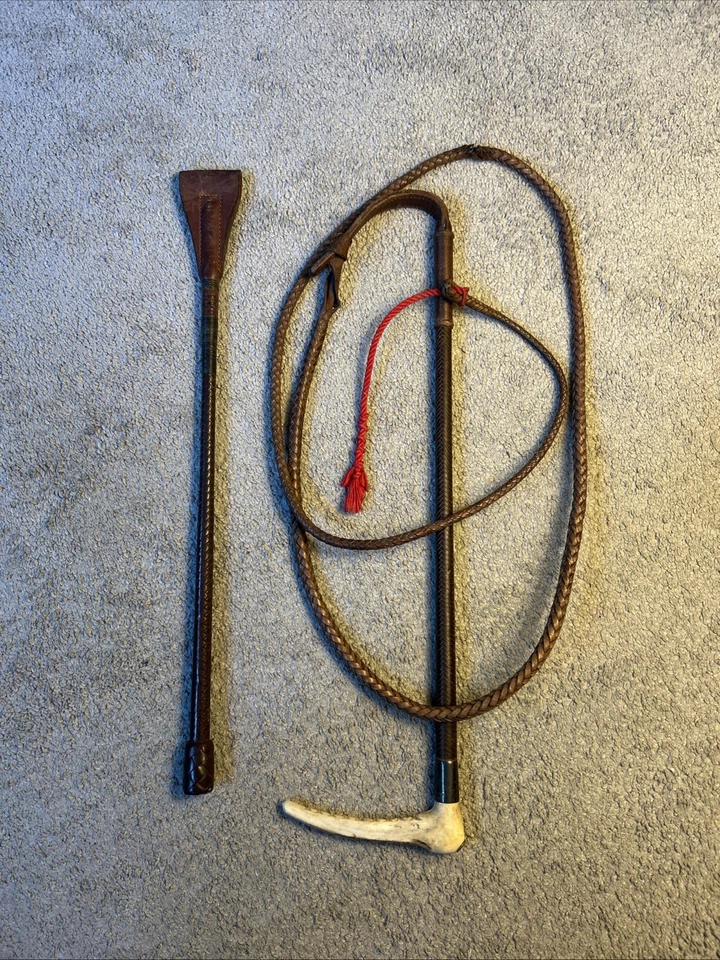 Vintage Gents "SWAINE ADENEY BRIGG" Leather Hunt Whip W/Beaufort Leather Thong Foto 1 de 4