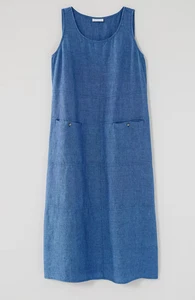 NEU J. Jill Pure Jill Leinenkleid mit Naht Größe M ärmellos blau - Bild 1 von 12