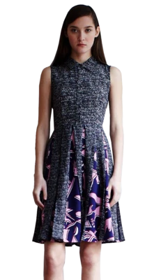 Elle Sasson - Vestido Hannah Doble Estampado Seda Plisado, Talla 4, Nuevo con Etiquetas Foto 1 de 3