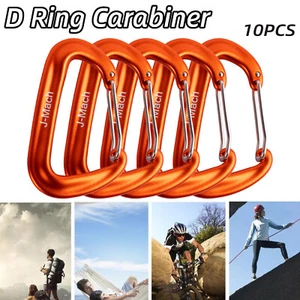 10Pcs Lightweight Heavy Duty D-Ring Carabiner 12KN Outdoor Hiking Camp Climb New - Picture 1 of 12