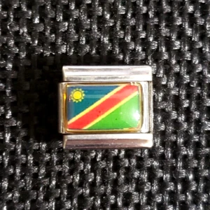 NAMIBIA National Flag Uberry Italian Charm Link Stainless Steel Enamel 9mm - Picture 1 of 3