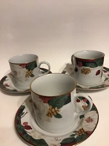 Vintage Tienshan Magnolia Fine China Cup & Saucer / 3 sets - Picture 1 of 4