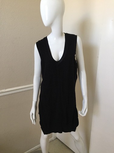 Alexander Wang NUOVO! Abito a tunica senza maniche foderato in maglia nera taglia L