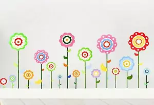 Kids Room Wall Art Decals Decor Sticker Sun Flower Theme H5893 - Picture 1 of 2