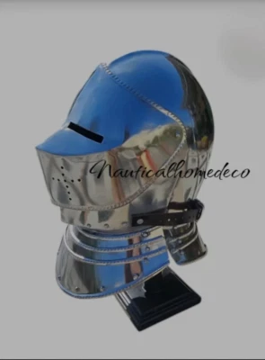 Casco cerrado medieval europeo del siglo XV - armadura de caballero portátil - casco justo Foto 1 de 4