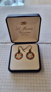 Italian Earrings Le Murrine Veneziane Silver 925 , Murano glass - Picture 1 of 12