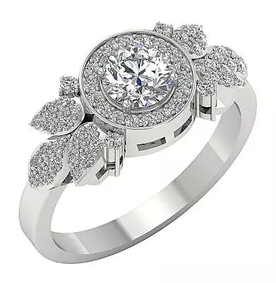 Wedding Solitaire Ring I1 G 1.30 Ct Round Cut Diamond 14k White Gold Prong Set - Image 1 of 4