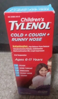 Suspensão oral infantil sabor uva Tylenol frio + tosse + nariz escorrendo 10/25 - Imagem 1 de 4