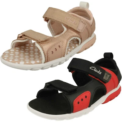 Childrens Clarks 'Rocco Tide K' Hook & Loop Strap Leather Sandals