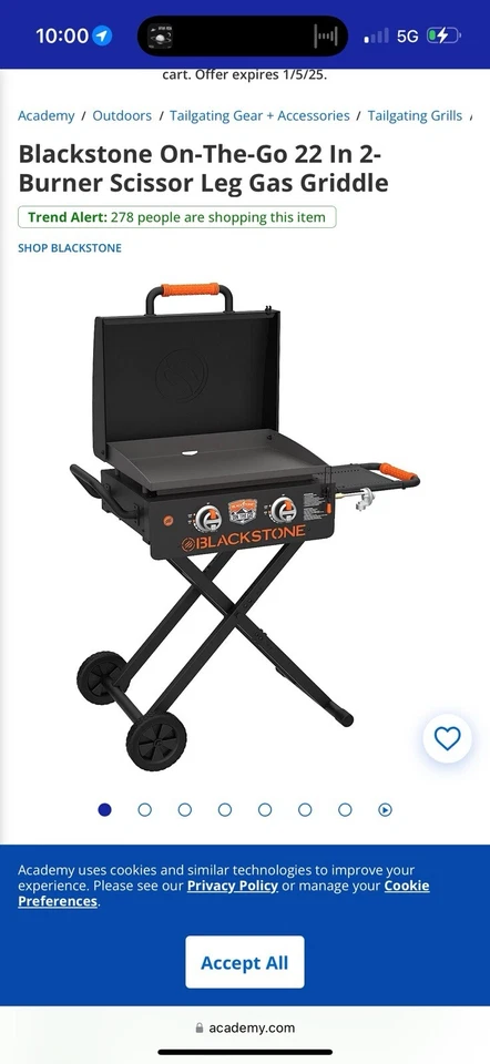 Blackstone On The Go ножницы ножницы 2 горелки сковорода - 1935 - Изображение 1 из 1