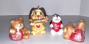Vtg Candles Set Teddy Bears & Puppies Molded Figural - Bild 1 von 3