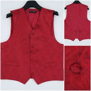 Boys Waistcoat 16 Years Red Floral ADRIANO JACOMETTI Formal Dress Vest - Picture 1 of 10