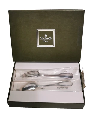 CHRISTOFLE - Coffret 2 Couverts . Cadeau Baptême Naissance Anniversaire ménagère - Photo 1/4