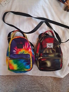 Herschel Mini Nova Backpack | Rianbow Watercolor Floral Pattern Lot Of 2 NICE - Picture 1 of 3
