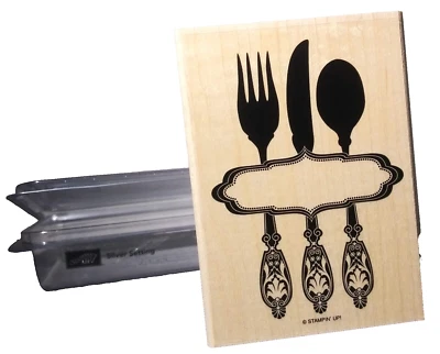 Stampin' Up! Серебряная посуда для штамповки 127391 деревянный блок смонтированная резиновая - Изображение 1 из 4