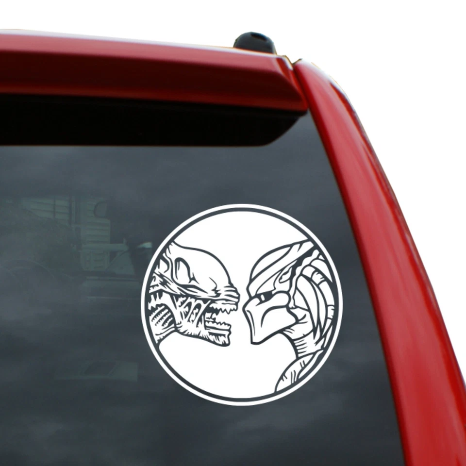 Alien vs Predator Vinyl Decal Sticker | Color: White | 5" x 5" - Image 1 of 1