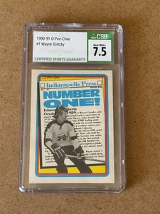 1990 1991 Topps OPC O-Pee-Chee 1 Wayne Gretzky CSC 7.5 CGC Hall of Fame NHL Card - Picture 1 of 2