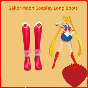Sailor Moon Long Boots Tsukino Usagi Cosplay High Heel Red Boots Halloween Prop - Picture 1 of 3