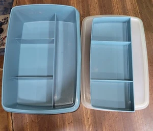 VINTAGE TUPPERWARE TUPPERCRAFT 767-14 STOW N' GO ORGANIZER RETRO BLUE - READ!!! - Picture 1 of 4