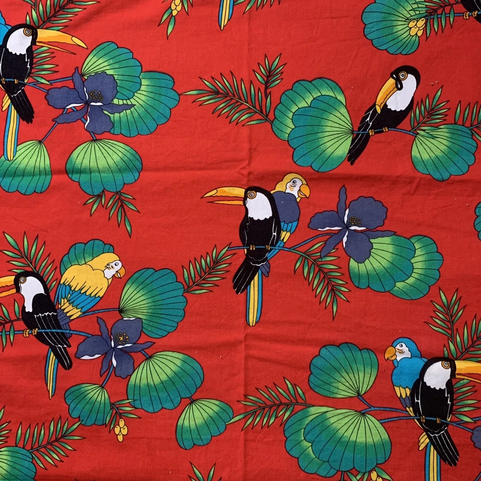 Vintage Tropical Toucan Cotton Fabric Piece 41x36” Alexander Henry Collection - Image 1 of 4