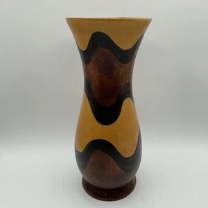 Vintage handgedrechselte Holzvase gemarkt Jamaika 12”x5” sehr gepflegt - Bild 1 von 8