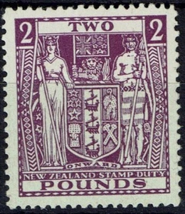 NEW ZEALAND SGF206w 1952 £2 BRIGHT PURPLE ARMS WMK INV MTD MINT (d) - Picture 1 of 1