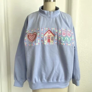 Vintage Sweatshirt Petite M Grandma Cottage Core Granny Embroidered Medium - Picture 1 of 7