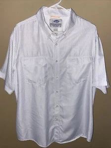 Aftco Shirt Mens Large Plaid Button Short Sleeve Fishing Lined Aftech L Vented - Picture 1 of 8
