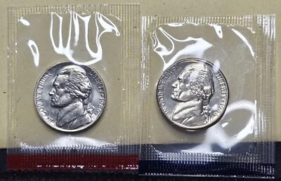 1986 P & D Jefferson Nickel 5C Philadelphia Denver  Mint Cello Free Shipping - Image 1 of 2