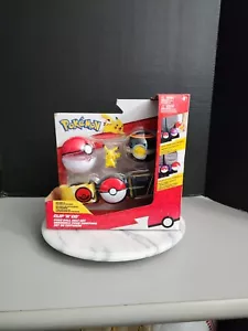 New HTF Pokemon Clip n Go Poke ball belt set Pikachu, 2-Poke balls, belt - Picture 1 of 2