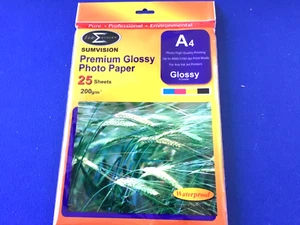 Sumvision Premier Glossy Photo Paper. 25 sheets A4. Waterproof. - Zdjęcie 1 z 5