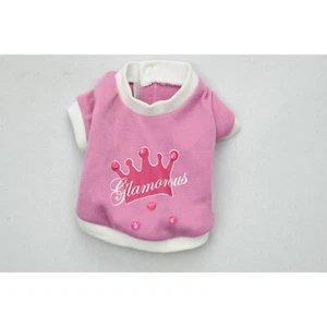 Pink Dog T- Shirt Glamorous Acrylic Stones Pet Tee by Wolf Street Size 9" Chest - Picture 1 of 8