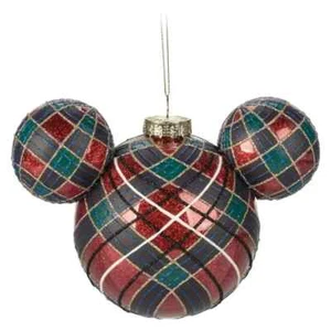 Disney Mickey Mouse Icon Glass Ball Ear Plaid Ornament New in Box Free Shipping - Picture 1 of 1